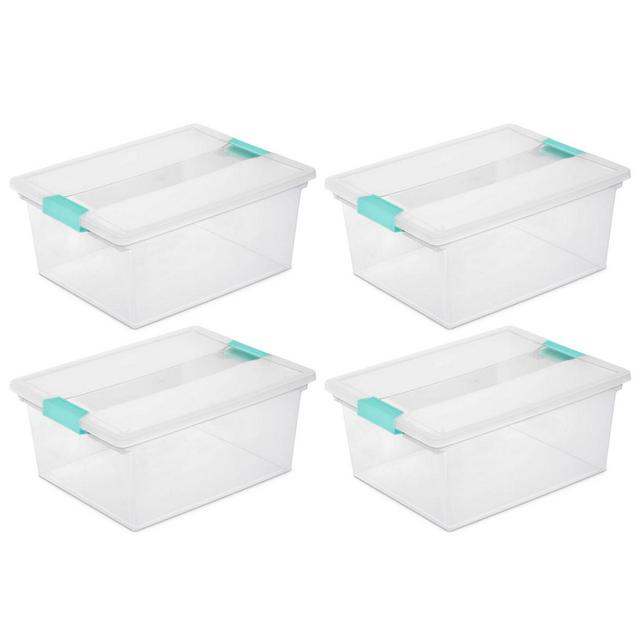 Sterilite Deep Clear Plastic Stackable Storage Container Bin Box Tote with Clear Latching Lid Organizing Solution for Home & Classroom, 4 Pack