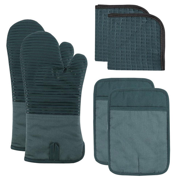 COOK WITH COLOR Oven Mitts and Pot Holders 6pcs Set - Kitchen Oven Glove High Heat Resistant and Non Slip Surface - Potholders & Oven Mitts with 2 Kitchen Towels