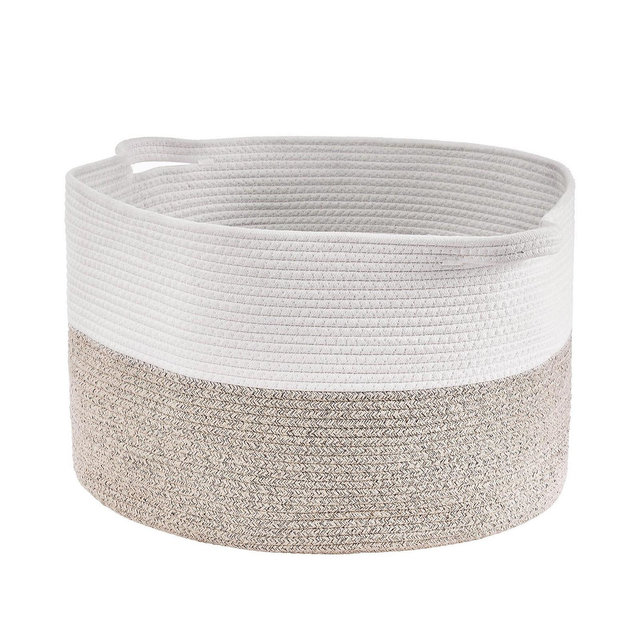 Slickblue Woven Cotton Rope Blanket Basket Large Storage Bin for Living Room or Bedroom