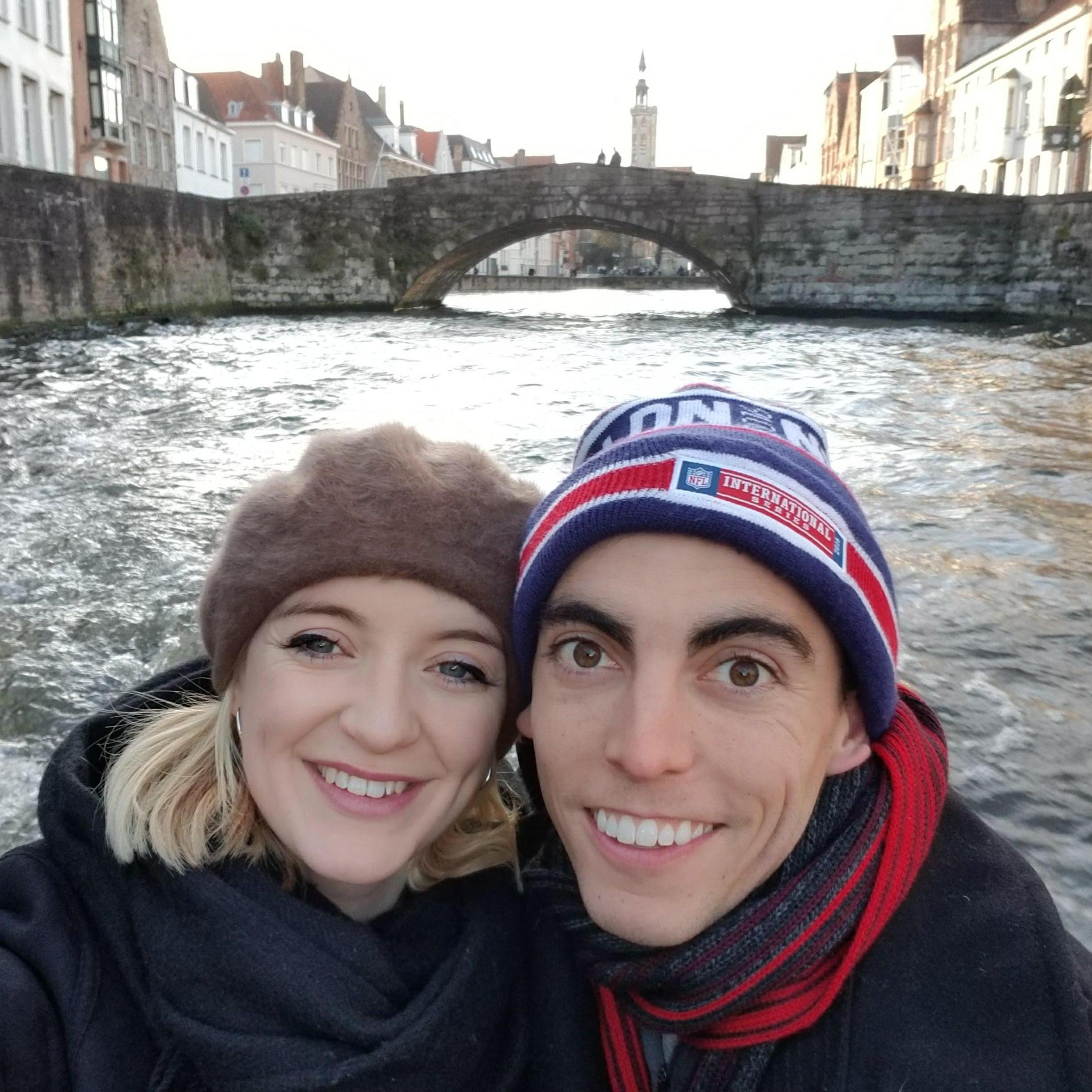 Canal tour through Bruges, Belgium.