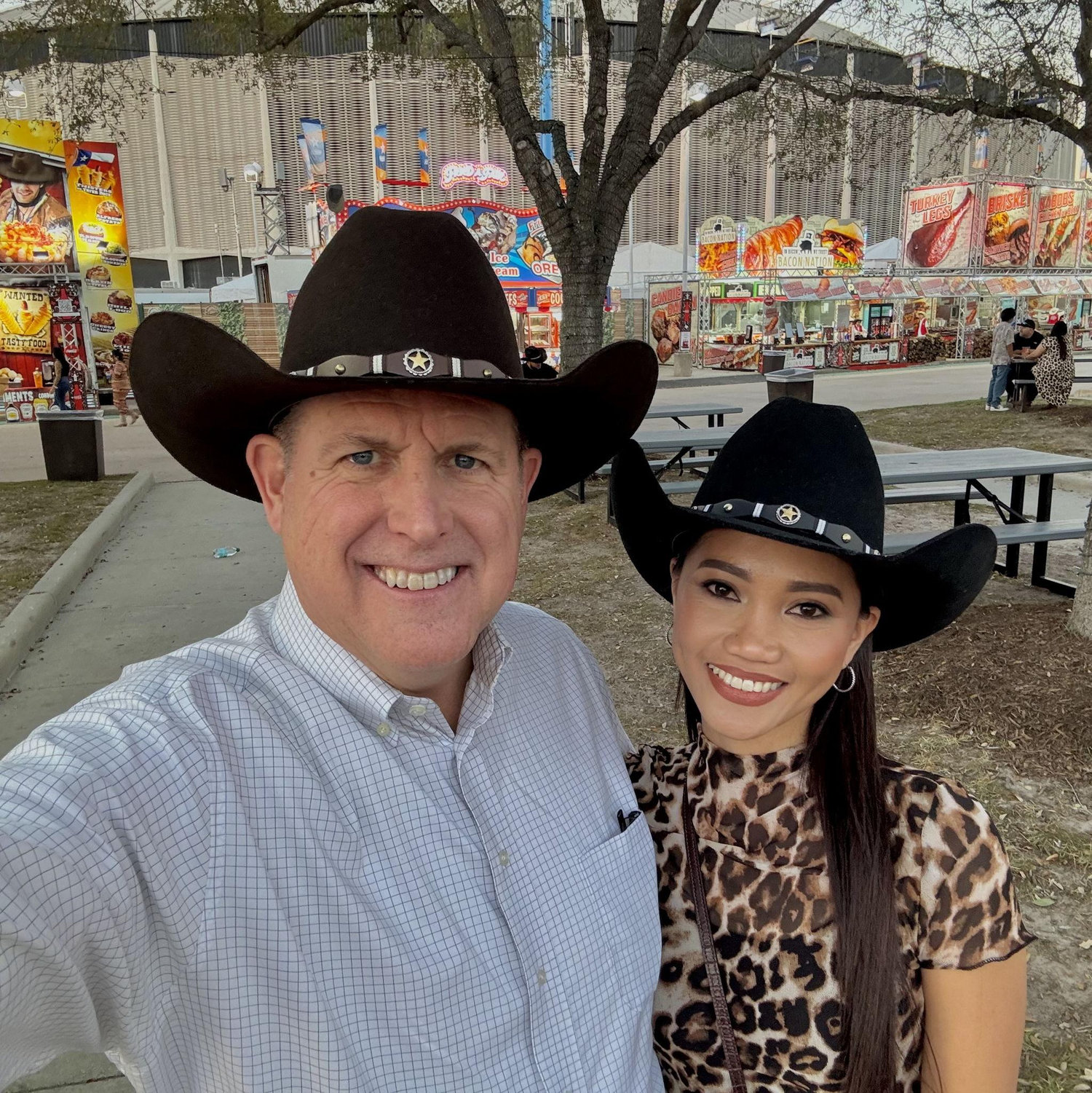 Matching hats at the Rodeo