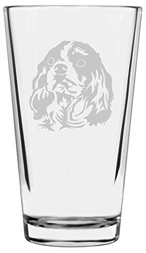 Cavalier King Charles Spaniel Dog Themed Etched All Purpose 16oz Libbey Pint Glass