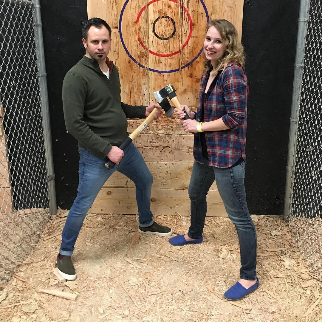 Kaylah's surprise date for AP at Back Yard Axe Throwing.