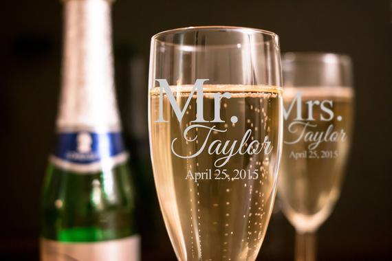 Mr. & Mrs. Toasting Flutes