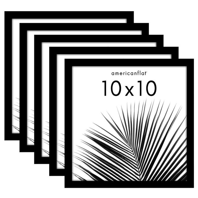 Americanflat 5 Pack of 10x10 Frames - Plexiglass Cover - Black