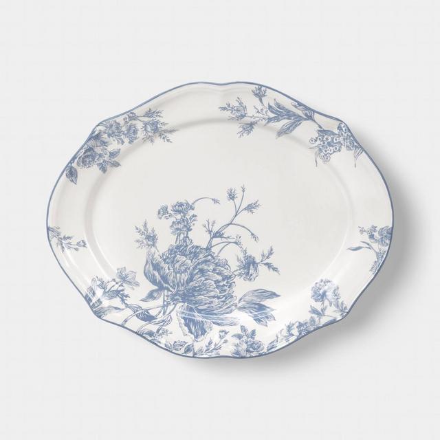 Stoneware Legacy Heirloom Oval Serve Platter Blue Floral Toile - Threshold™