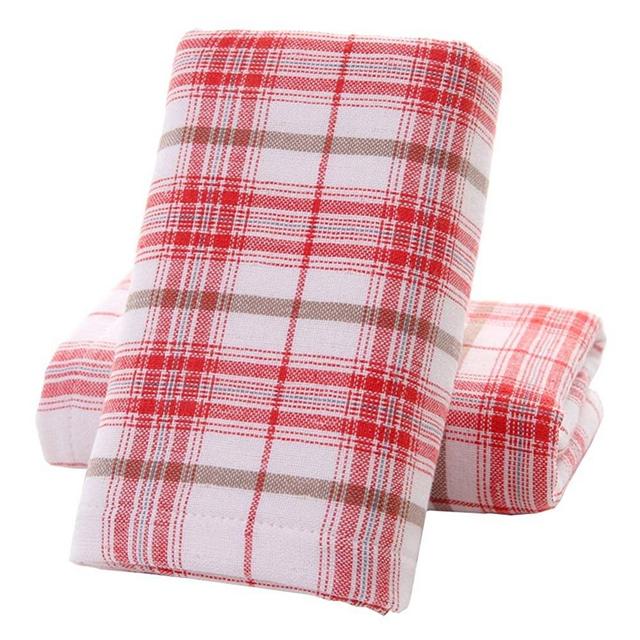 Pidada Hand Towels Set of 2 Checkered Plaid Pattern 100% Cotton Absorbent Soft Towel for Bathroom 13.8 x 29.5 Inch (Red)