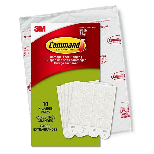 Command 20 lb X-Large Picture Hanging Strips, 10 Pairs White Command Strips Heavy Duty Picture Hanger