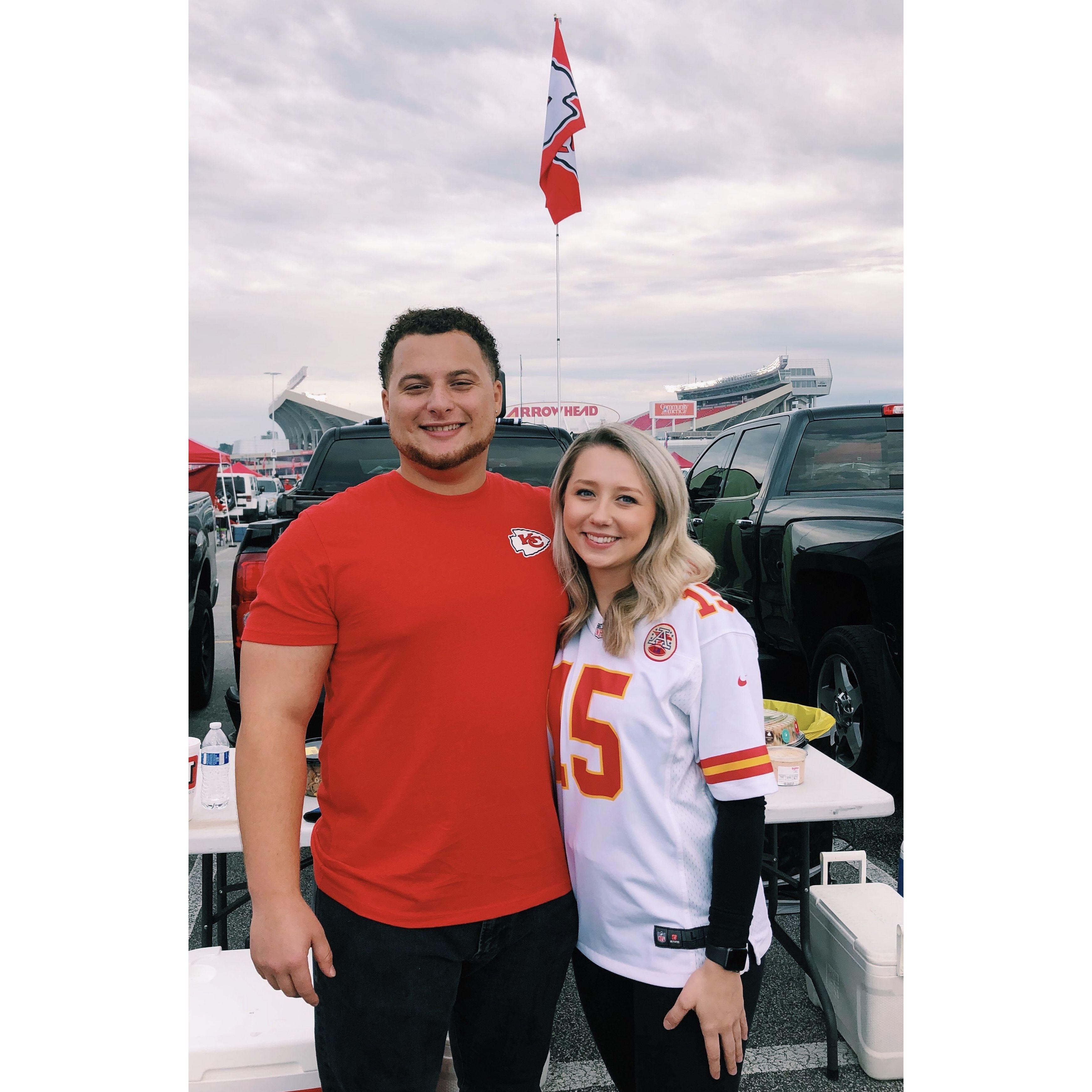 The beginning of Kylie converting Dev into a Chiefs fan