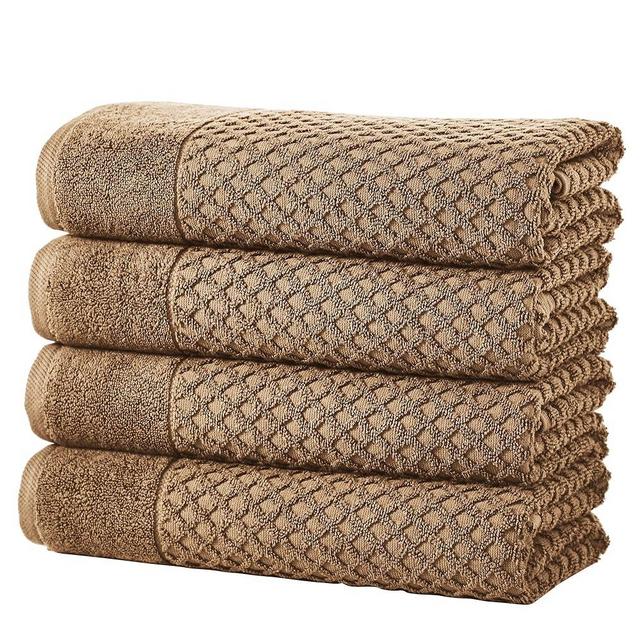 Great Bay Home Brown Bath Towels - 100% Cotton 4 Pack 54x27 Bath Towel Set - Absorbent, Durable, Quick-Dry Towels for Bathroom (Mocha)