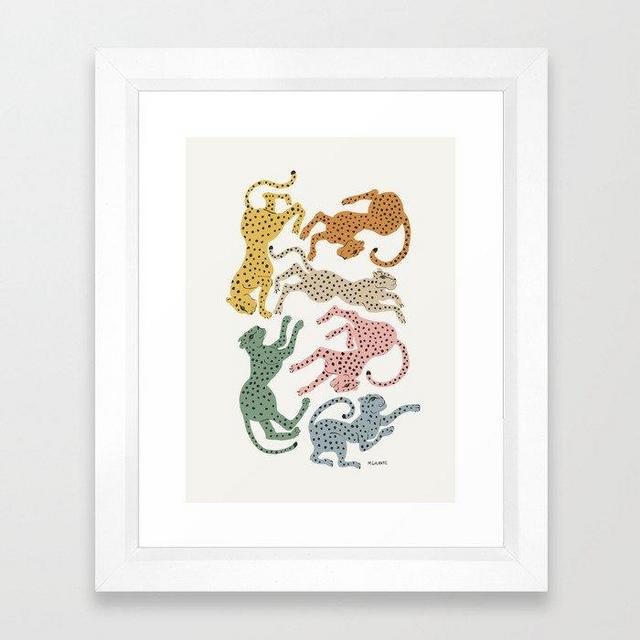 Playroom: Rainbow Cheetah Framed Art Print, Vector White Frame, 10x12