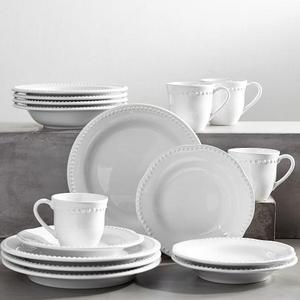 Emma Dinnerware 16 Piece Set with Soup Bowl - White