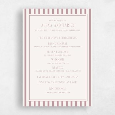 Dusty Rose, Pink Wedding Program - Azelie