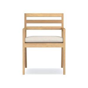 Ojai Modern, Teak, Dining Cushion, Arm, Sunbrella Performance Canvas, Granite