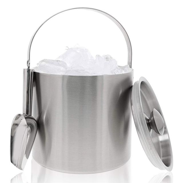 Juvale Insulated Stainless Steel Ice Bucket with Scoop, Lid and Handle (6.6 x 7.5 in)