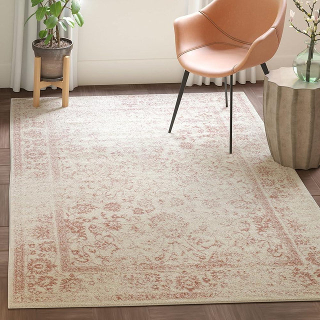 SAFAVIEH Adirondack Collection Accent Rug - 4' x 6', Ivory & Rose, Oriental Distressed Design, Non-Shedding & Easy Care, Ideal for High Traffic Areas in Entryway, Living Room, Bedroom (ADR109H)