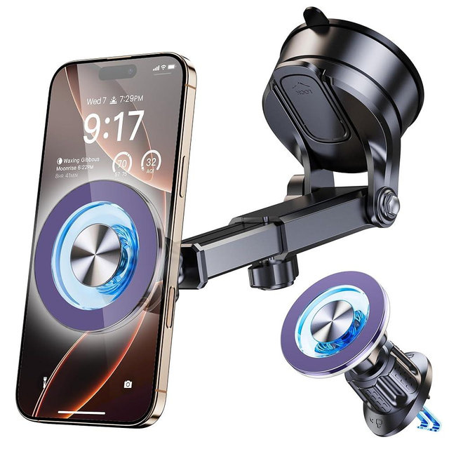 Coneclat for MagSafe Magnetic Phone Holder for Car [2026 Upgraded Strongest Magnet] Car Mount Cell Stand for Dashboard Windshield Vent Compatible with iPhone 17/16/15/14/13/12 Android etc-Purple