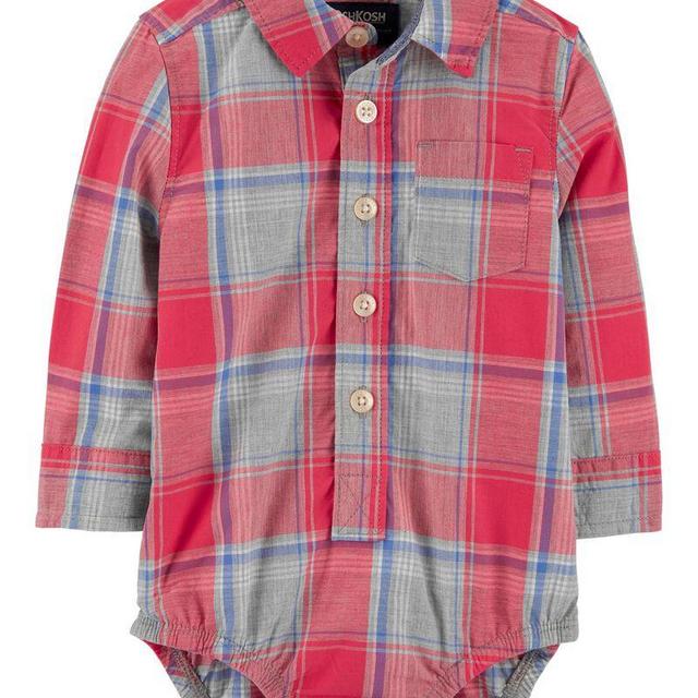 Plaid Button-Front Bodysuit