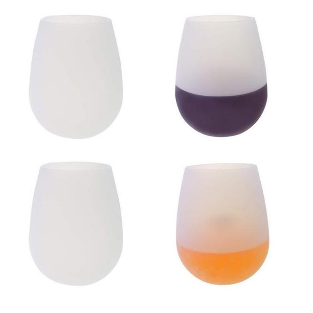 NBSXR 4 Pack Clear Silicone Wine Glasses, Safe Plastic Cup Alternative, 100% Dishwasher Safe, for Travel, Outdoor, Picnic, Pool, Boat, Camping