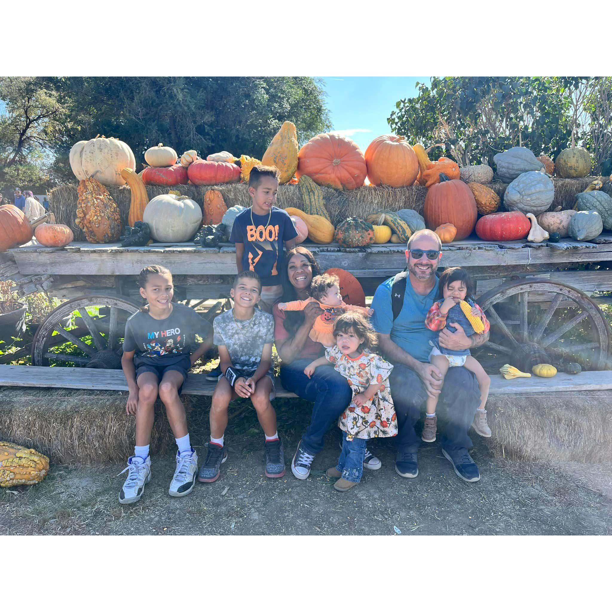 Pumpkin patch with our grandkids