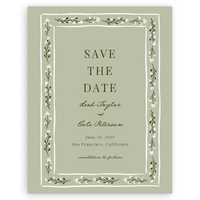 Olive Sage, Green Wedding Digital Save the Date - Maeva Portrait