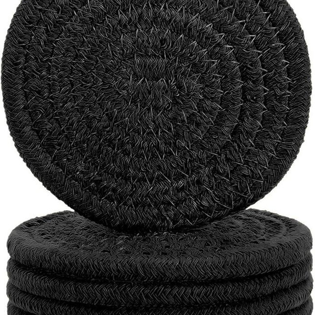 ABenkle Woven Coasters for Drinks Set of 6, Boho Absorbent Drinking Coaster, 4.3 Inch - Perfect Housewarming Gift, Home Decor, Bar Essentials for Coffee Table