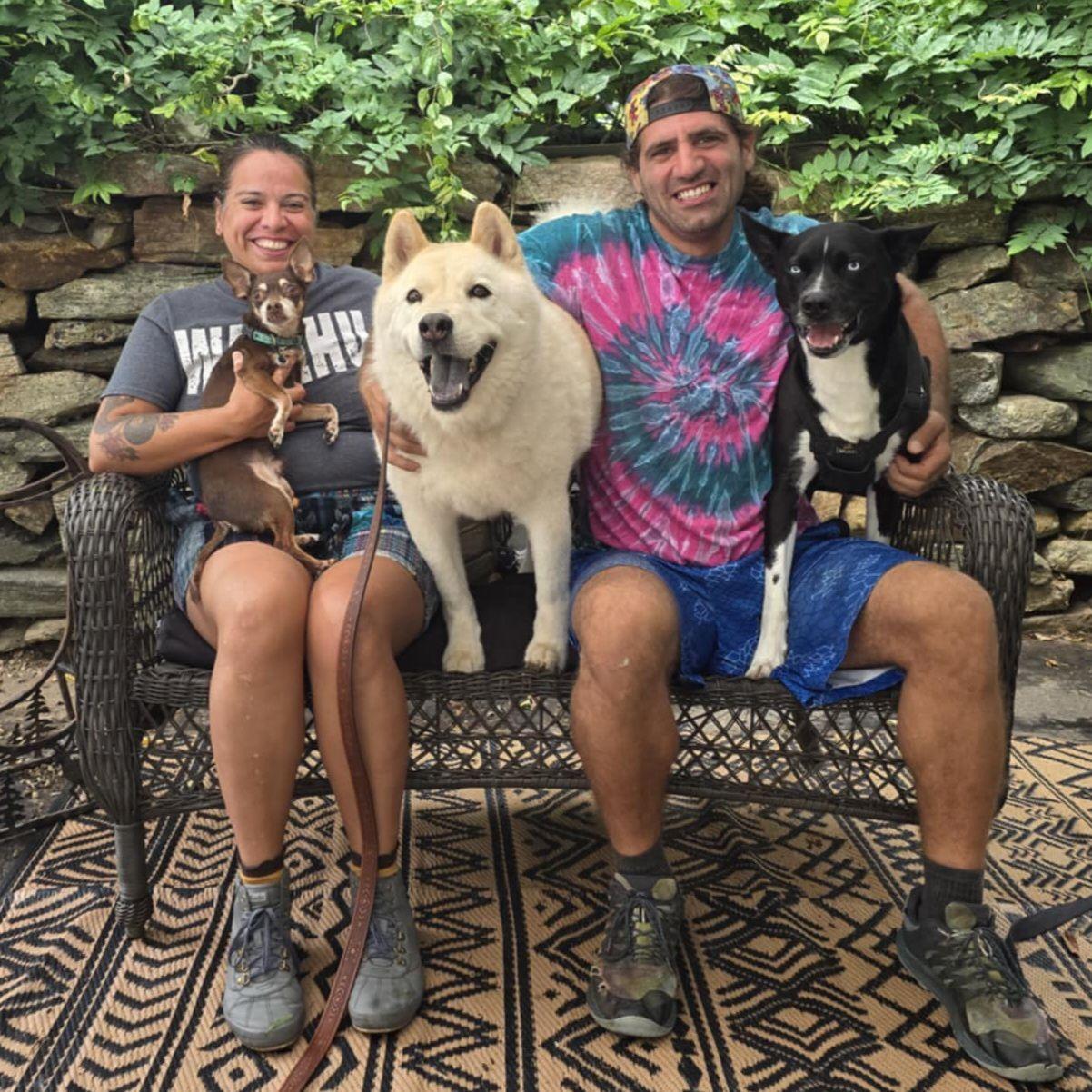 The whole fam - Boomie, Big Muffin, and Rufus