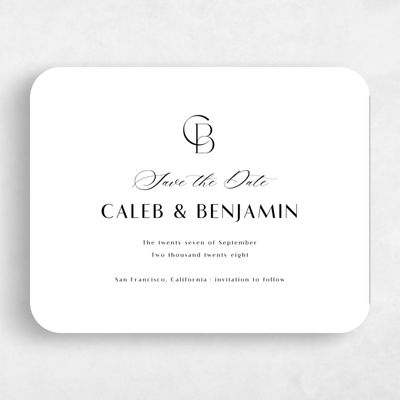 White Rounded Wedding Save the Date - Kenai Landscape