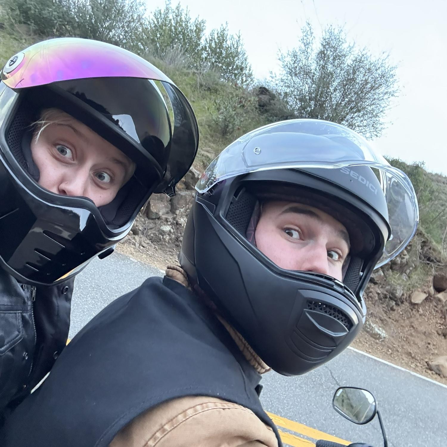 We are doing our favorite pass time together, long country road rides on the bike. 2025