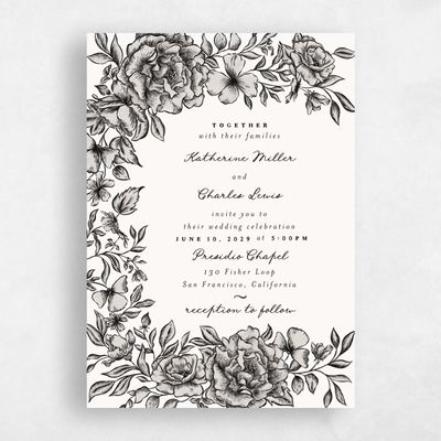 Beige Wedding Invitation - Sogno Portrait