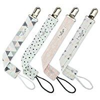 Pacifier Clip for Girls by Matimati Baby - 4 Pack - Modern Designs
