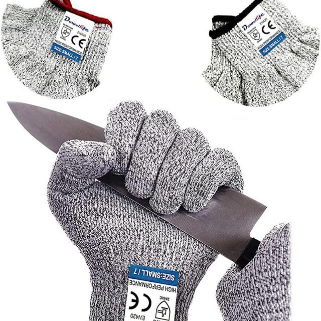 Dowellife Cut Resistant Gloves Food Grade Level 5 Protection, Safety Kitchen Cuts Gloves for Oyster Shucking, Fish Fillet Processing, Mandolin Slicing, Meat Cutting and Wood Carving. (X-Large-2 Pairs)