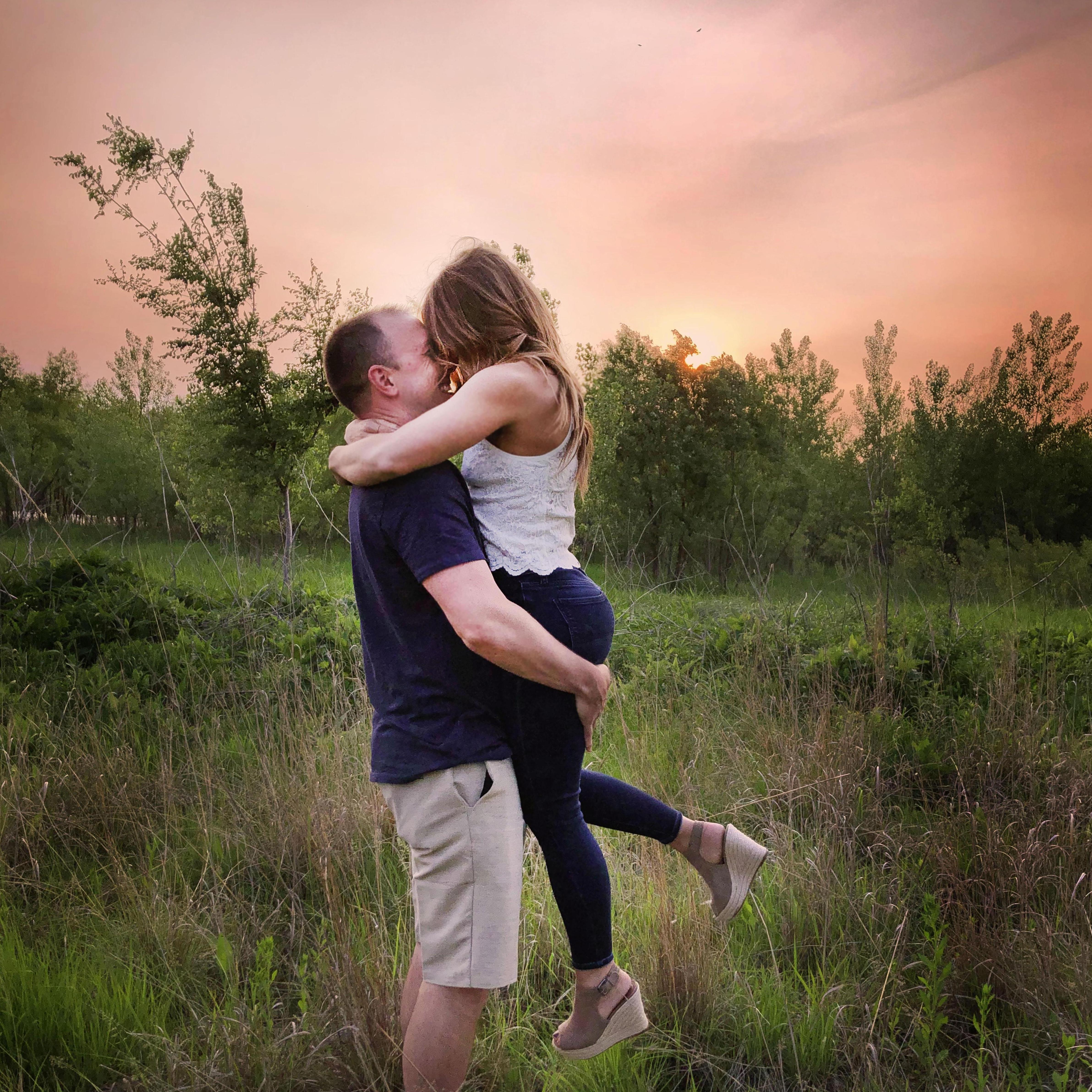 With almost 1'-0" height difference, its not uncommon for me to jump up to get a smooch from Cory!