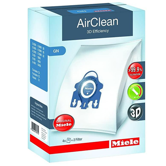 Miele 10123210 AirClean 3D Efficiency Dust Bag, Type GN, 4 Bags & 2 Filters