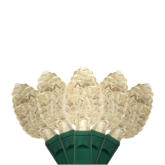 17.5' LED Pinecone Lights, Warm White, 25 Bulbs, 8"