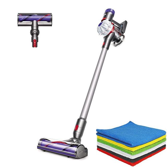 Dyson V7 Allergy Cordless HEPA Vacuum Stick Vacuum Cleaners| Lightweight, Powerful Suction for Versatile Cleaning| White + BROAGE Microfiber Cleaning Cloths