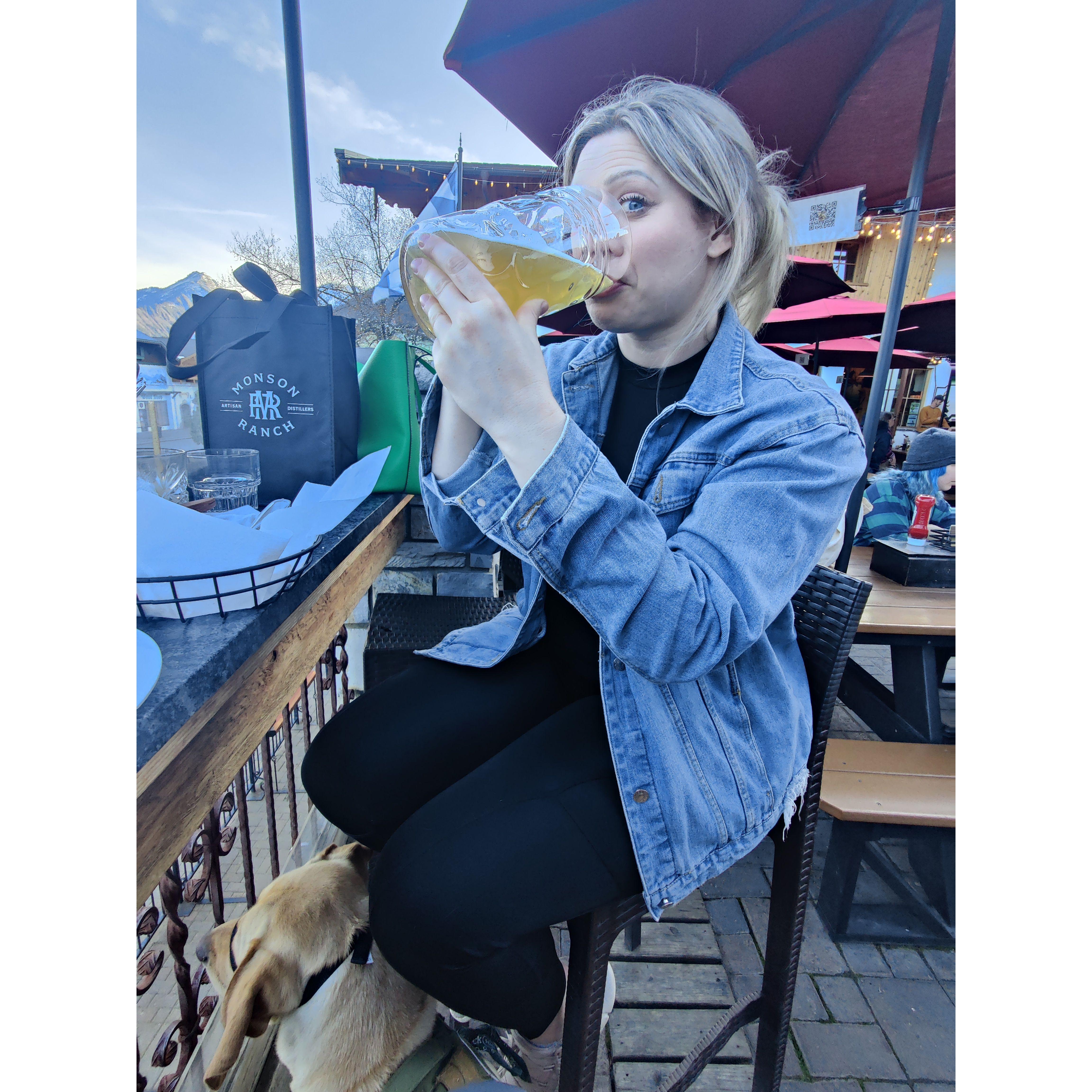 Abby is not a beer gal, today she was (also) a beer gal.