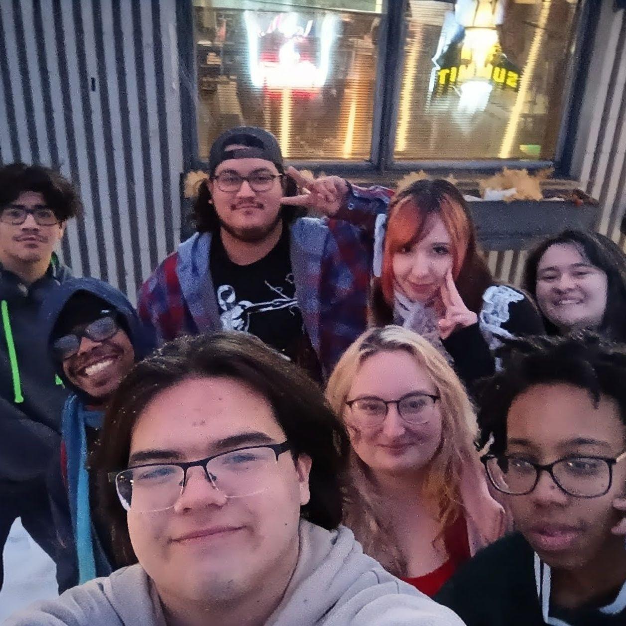 Group photo at our first wedding party hangout with Azariah (Brother of the groom/Groomsman), Shawn (Best man), Denny (Groomsman), Nadia (Bridesmaid), Ame (Bridesmaid), and Alyssa (Bridesmaid)