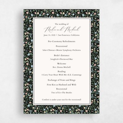 Black Standard Wedding Program - Ariella