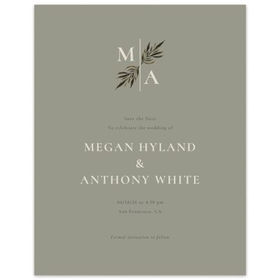Light Khaki, Green Wedding Digital Save the Date - Cappell Portrait