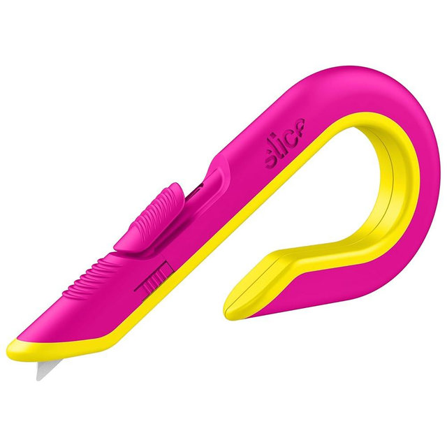 Slice Box Cutter | Manual Retracting | Heavy Duty Utility Knife | Safe Ceramic Blade Lasting 11x Longer than Metal | 1 Pack | Fuchsia
