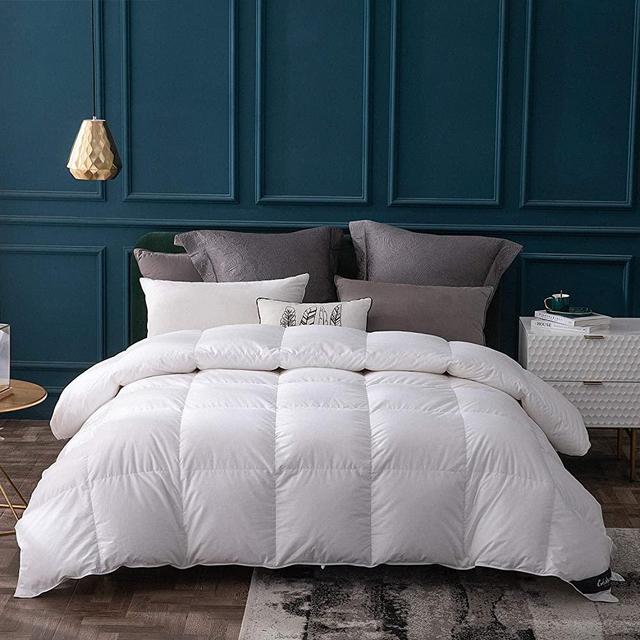 Globon Luxurious Goose Down Comforter King Size All Season Duvet Insert Ultra-Soft Down-Proof Shell 100% Cotton, 45OZ,700 Fill Power, with Corner Tabs, White