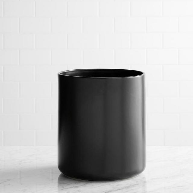 Matte Black Ceramic Trash Can