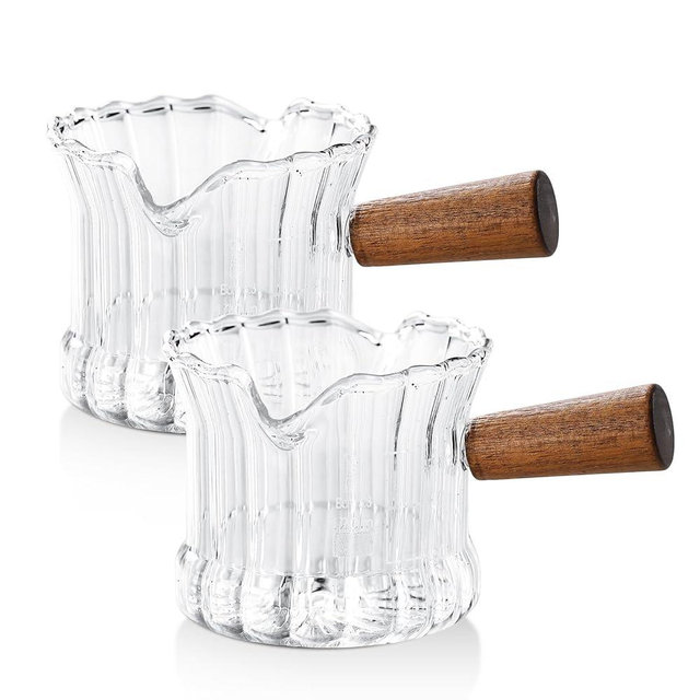 Espresso Shot Glass Set of 2, 120 ML Premium Espresso Cups with Handle and Dual-Scale, Espresso Shot Glass with V-Shaped Mouth. Each cup holds 120ML (4oz), ideal for single or double shots.