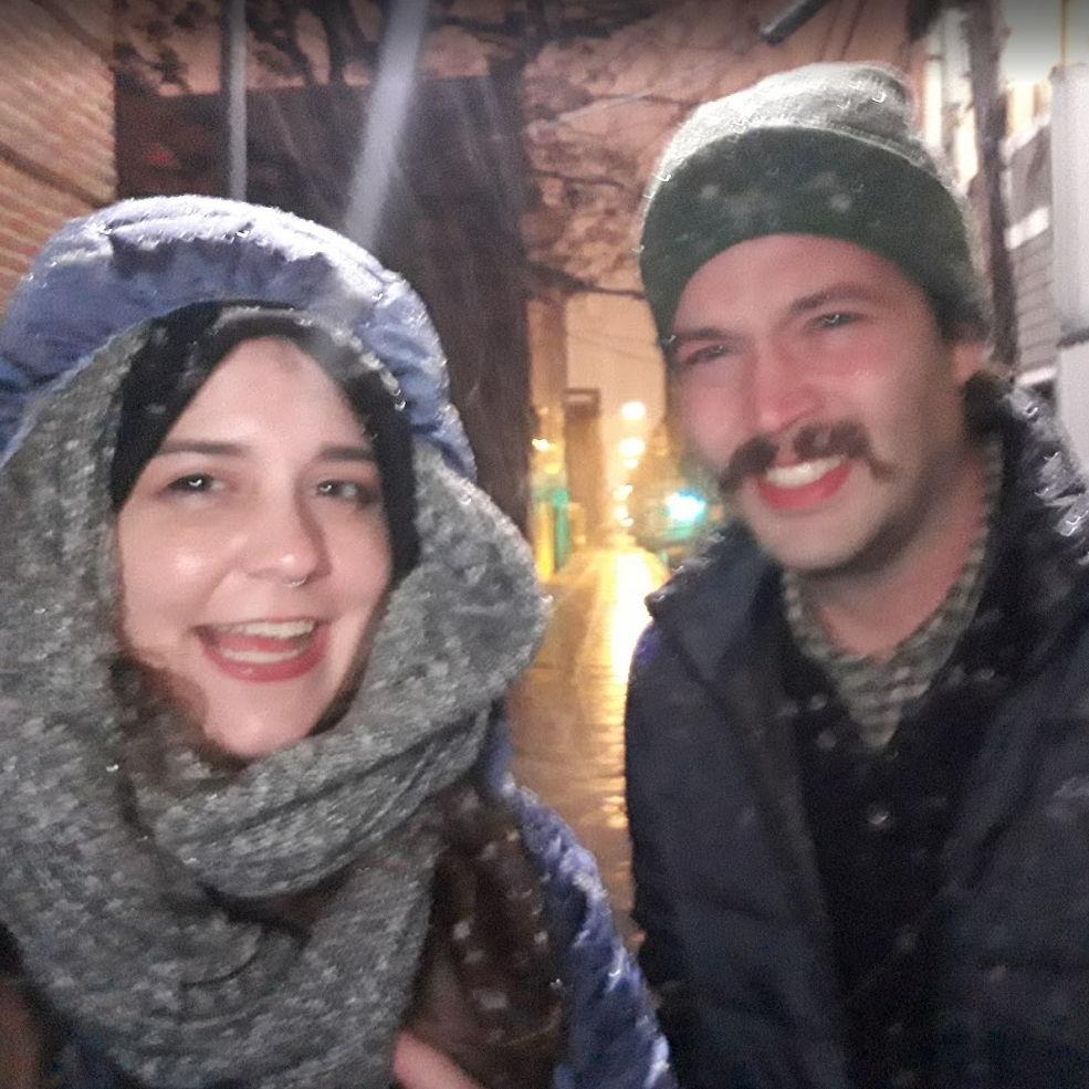 You can't tell by the photo, but we were nervously watching our backs for the rats doing parkour in the alley shortcut back to our hotel in D.C. Kinda terrified and covered in snow, but having fun!