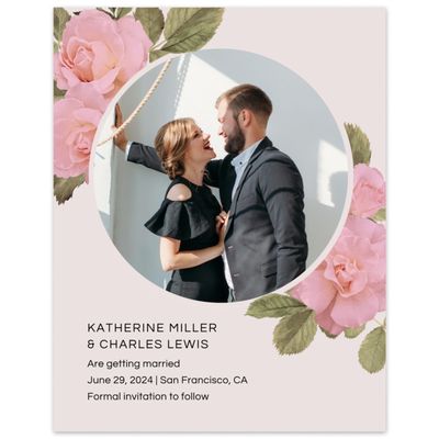 Light Blush, Pink Wedding Digital Save the Date - Woads Frame