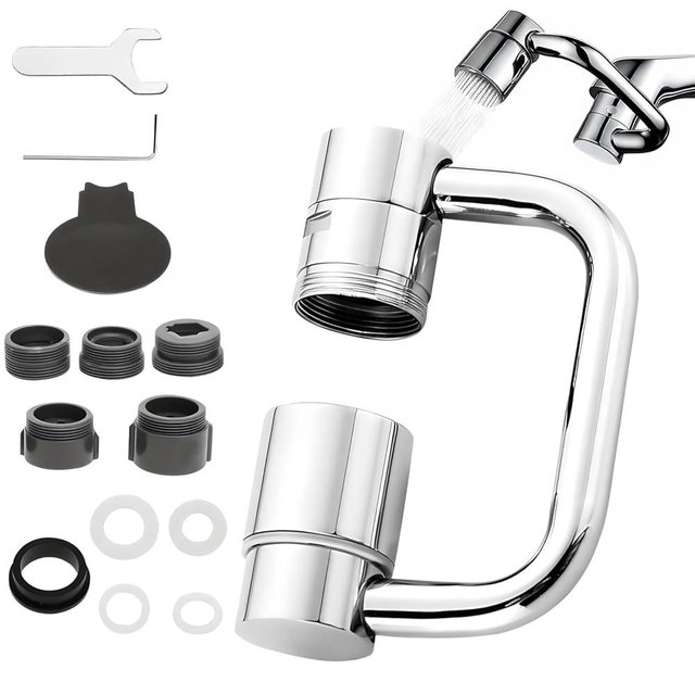 Universal Sink Faucet 1440° Rotatable Faucet Aerator Extension, U Shaped Faucet Extender,360° Rotating Faucet Extender for Bathroom Kitchen,Sink Faucet Extender,2 Spray Modes Adjustable