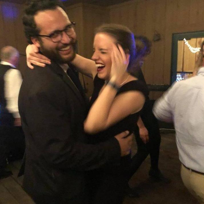 Jon and Laura cracking themselves up at Caroline and Stephen's wedding. Spring 2018