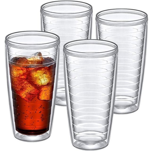 Amazing Abby - Alaska - 24-Ounce Insulated Plastic Tumblers (Set of 4), Double-Wall Plastic Drinking Glasses, All-Clear High-Balls, BPA-Free, Shatter-Proof, Dishwasher-Safe