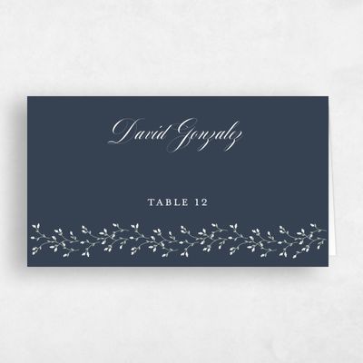 Grayed Navy, Blue Wedding Place Card - Ginevra